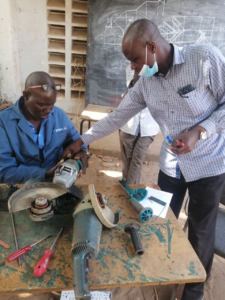 Mr. Sadou Jallow, Lecturer and Head of the welding section, GTTI (seated) with Mr.Robert Kofi Kyere from KNUST